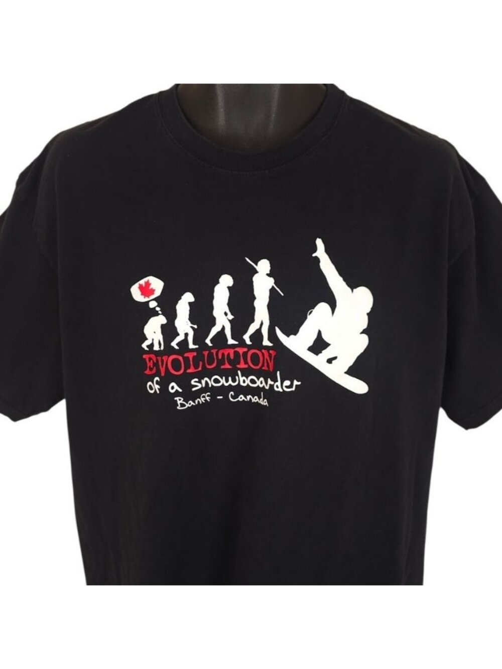 Banff Canada T Shirt Mens Size XL Black Evolution Of A Snowboarder